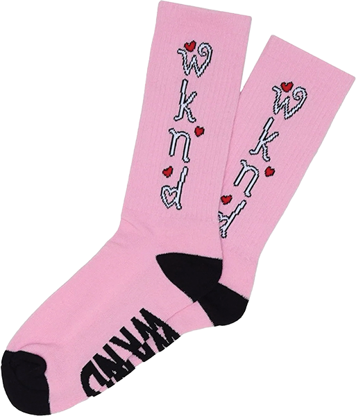 WKND HEART CREW SOCK PINK