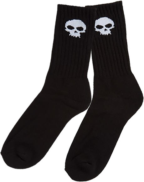 ZERO SKULL CREW SOCKS BLK WHT single pair
