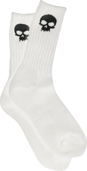 ZERO SKULL CREW SOCKS WHT BLK single pair