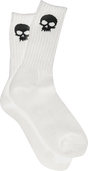 ZERO SKULL CREW SOCKS WHT BLK single pair