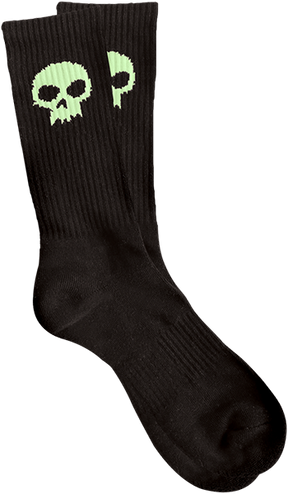 ZERO SKULL CREW SOCKS BLACK/GLOW 1pr