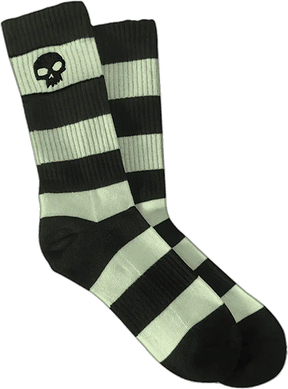ZERO SKULL CREW SOCKS GLOW/BLK STRIPES 1pr