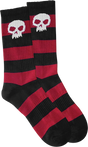ZERO SKULL CREW SOCKS RED/BLK STRIPE 1pr