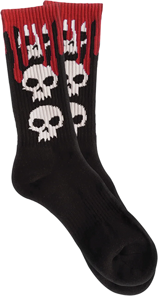 ZERO 3 SKULL BLOOD CREW SOCKS BLK/BLK/CHAR/RED 1pr