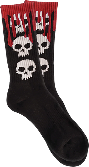 ZERO 3 SKULL BLOOD CREW SOCKS BLK/BLK/CHAR/RED 1pr