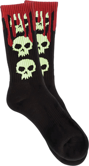 ZERO 3 SKULL BLOOD CREW SOCKS BLACK/GLOW 1pr