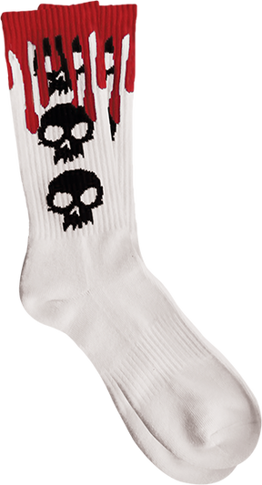 ZERO 3 SKULL BLOOD CREW SOCKS WHITE 1pr