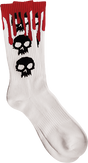 ZERO 3 SKULL BLOOD CREW SOCKS WHITE 1pr