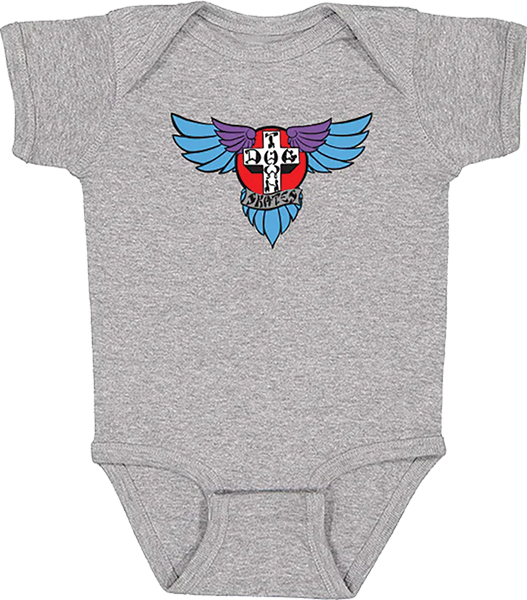 DOGTOWN WINGS ONESIE 6M HEATHER GREY