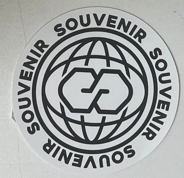 Souvenir Logo Sticker Round White Black 4 inch