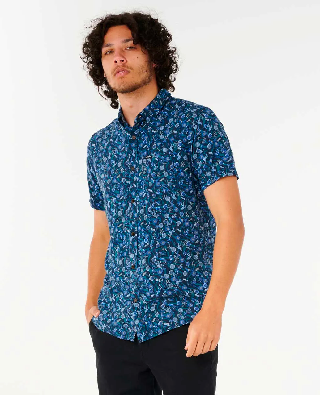 Rip Curl Fun Times Woven SS Mens Wash Navy