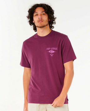 Rip Curl Fade Out Icon SS Tshirt Mens Deep Plum
