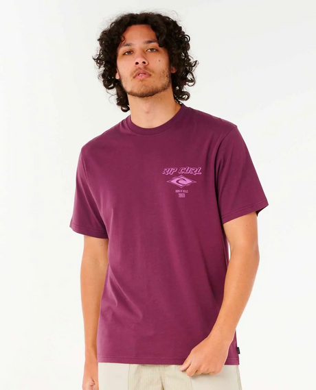 Rip Curl Fade Out Icon SS Tshirt Mens Deep Plum S