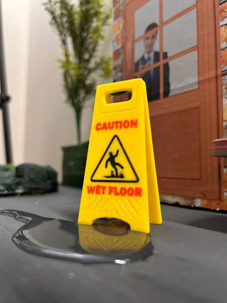 ZEGHEADS Slippery Wet Sign Fingerboard Obstacle Yellow 3 inch
