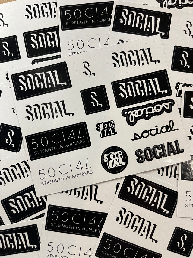 Social Mini Logo Sticker Sheet Black White 3.5 x 4 (13 Slaps)