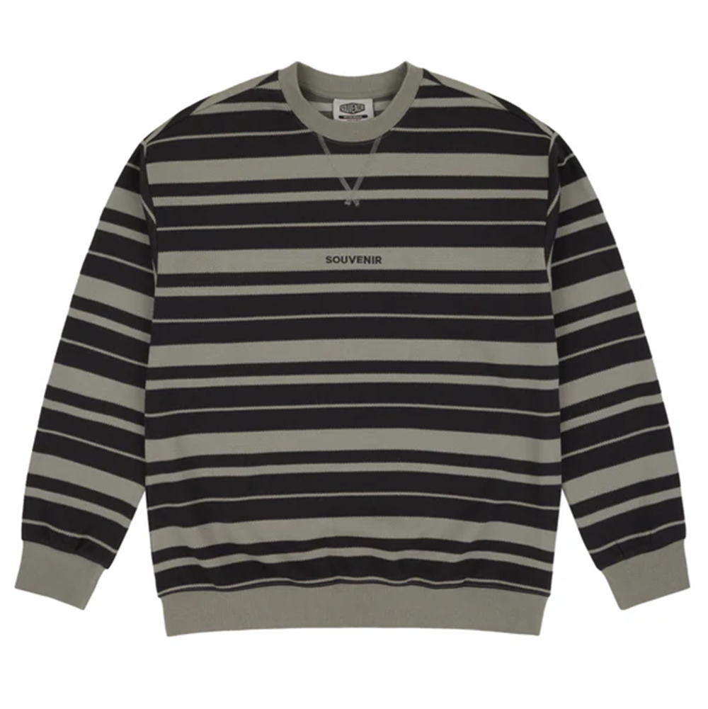 Souvenir Striped Ultra Pique Sweater Mens Charcoal Stripe L