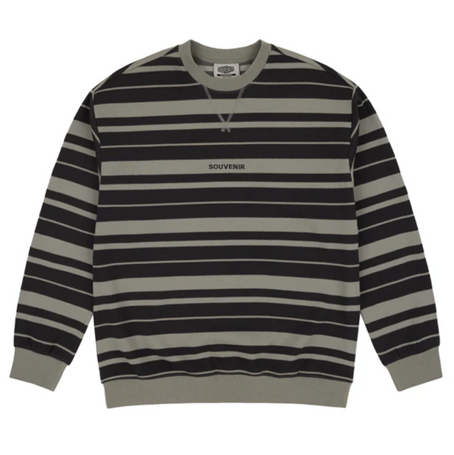 Souvenir Striped Ultra Pique Sweater Mens Charcoal Stripe