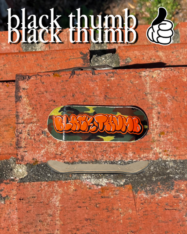 BlackThumb Hunting Logo Fingerboard Deck Camo Orange 32mm High