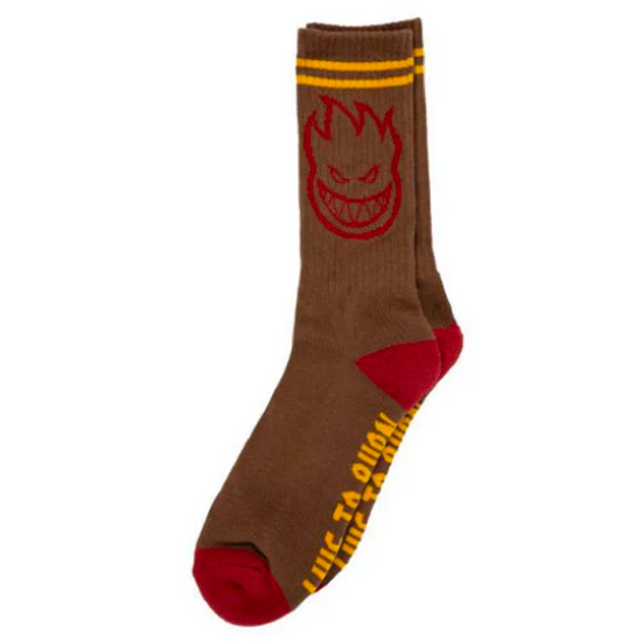 Spitfire Bighead Crew Sock Brown Red Gold One Size