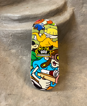 223 Cartoon Blaster Fingerboard Deck Blue Yellow 34x95 OG