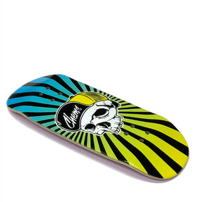 Chems Faded OG Skull Fingerboard Deck Blue Yellow Mid Pro 32x96 Popsicle