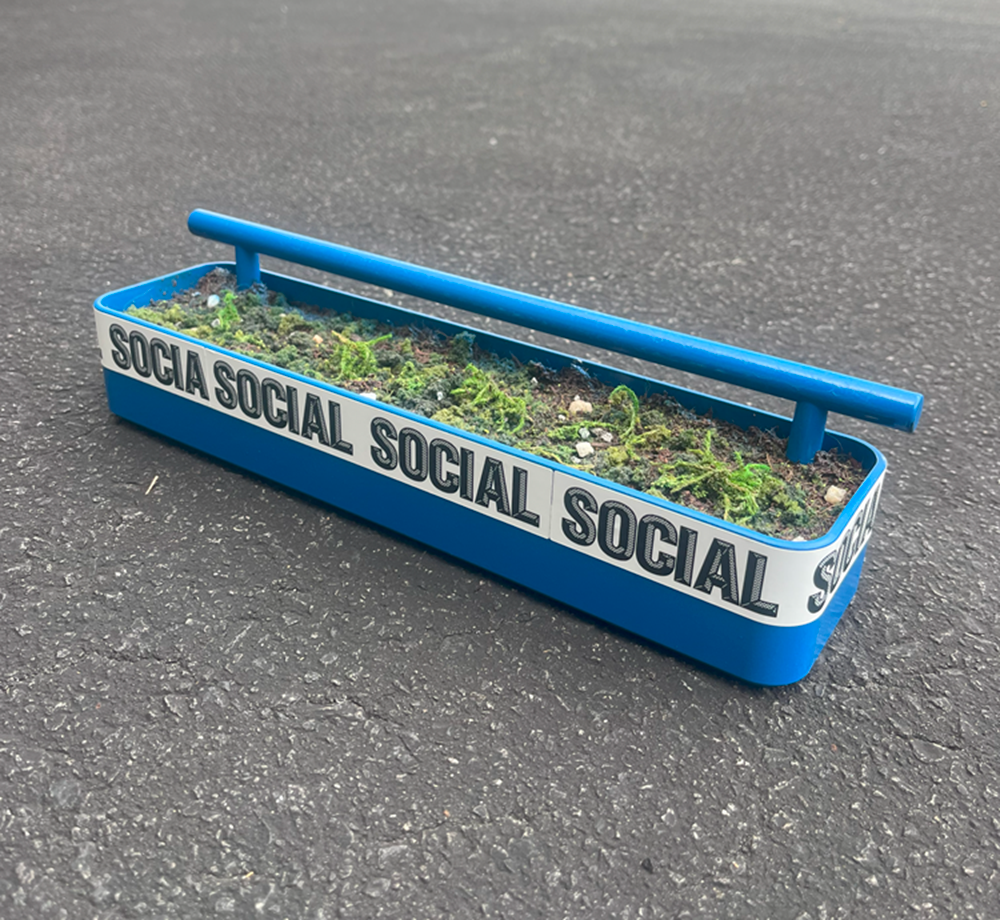 Social Planter Rail FIngerboard Obstical Blue 3x3x12