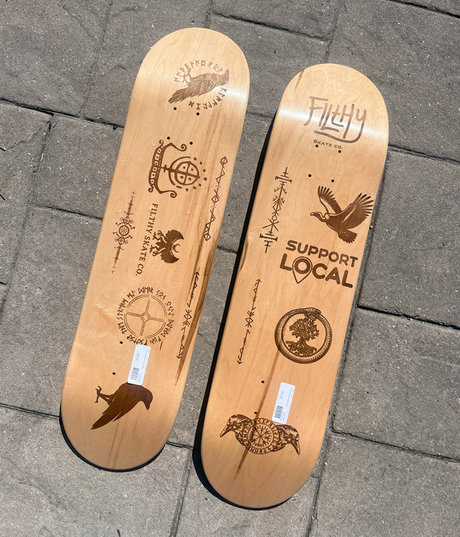 Filthy Wood Burned Skateboard Deck Natural Brow 8.125 wb14