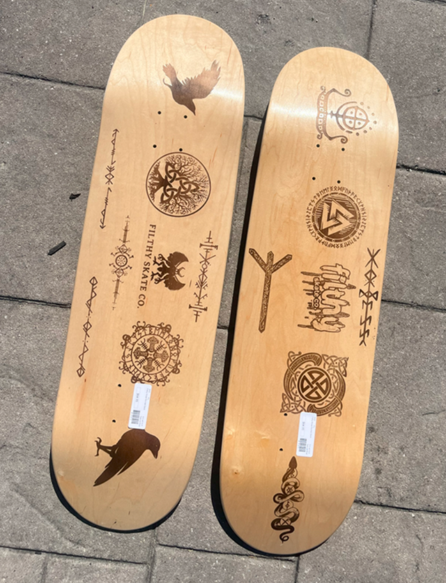 Filthy Wood Burned Skateboard Deck Natural Brow 9.0 wb14.5