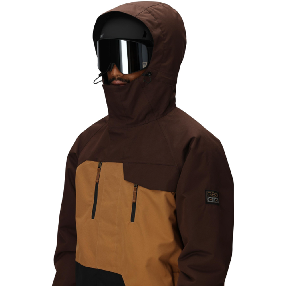 686 Geo Insulated Jacket Mens Coffee Color Block