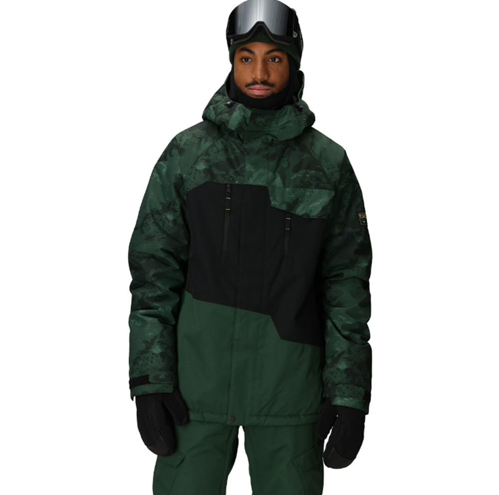 686 Geo Insulated Jacket Mens Moss Green Color Block