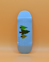 Red Wolf Happy Little Trees Fingerboard Deck Blue 34x94
