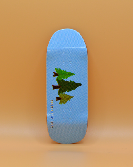 Red Wolf Happy Little Trees Fingerboard Deck Blue 34x94