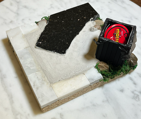 223 Fingerboard Spot Park Marble Trash Can White Black 6x6
