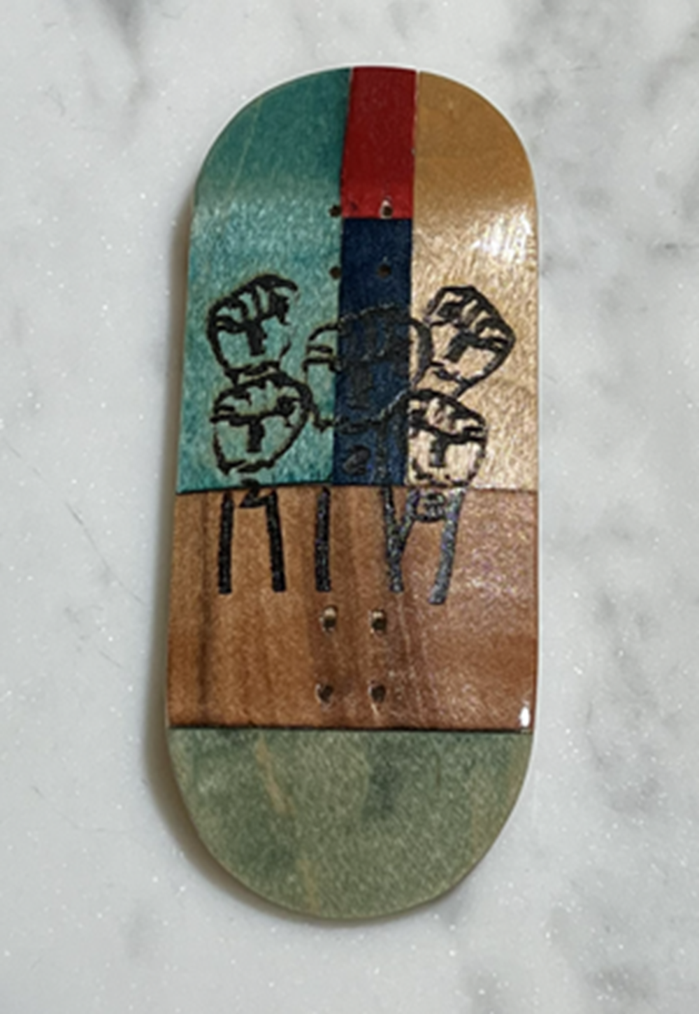 223 Fist Split Stain Fingerboard Deck Blue Brown 38.5x99 OG Med