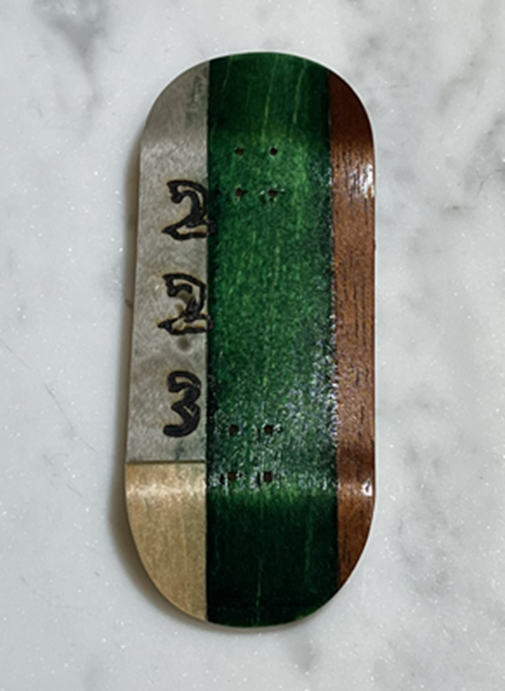 223 Vertical Logo Split Ply Fingerboard Deck Green Brown 38x100 OG Med