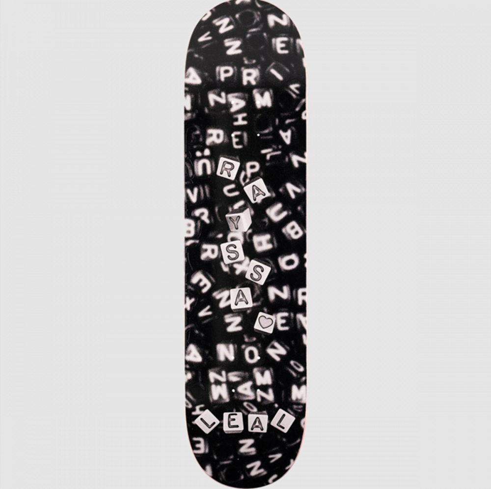 April Leal Beads Skateboard Deck Black White 8