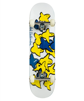 Krooked Birds Skateboard Complete White Blue Yellow 7.75x13WB