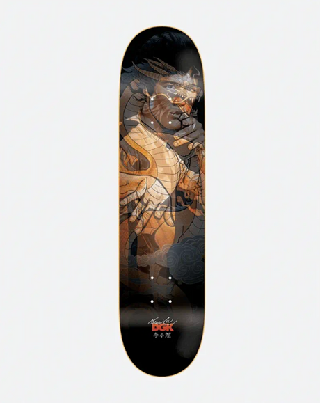 DGK Bruce Lee Dragon Lenticular Skateboard Deck Orange Black 8.25