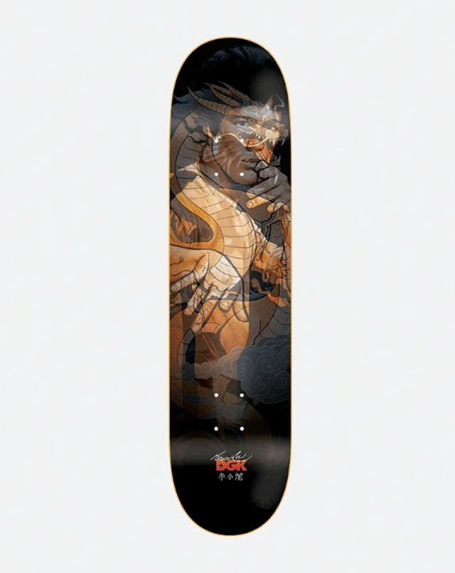 DGK Bruce Lee Dragon Lenticular Skateboard Deck Orange Black 8.25