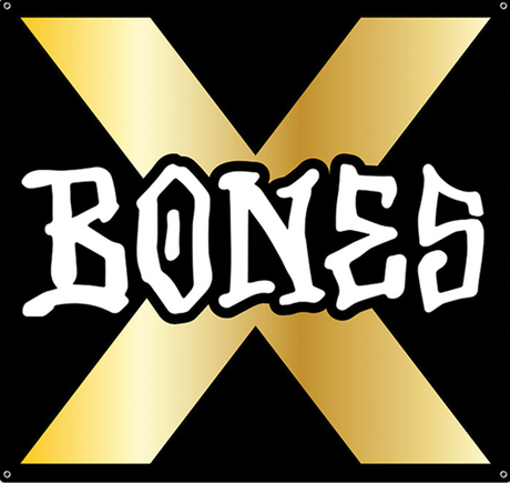 Bones Wheels Banner Black White Gold 36 x 34