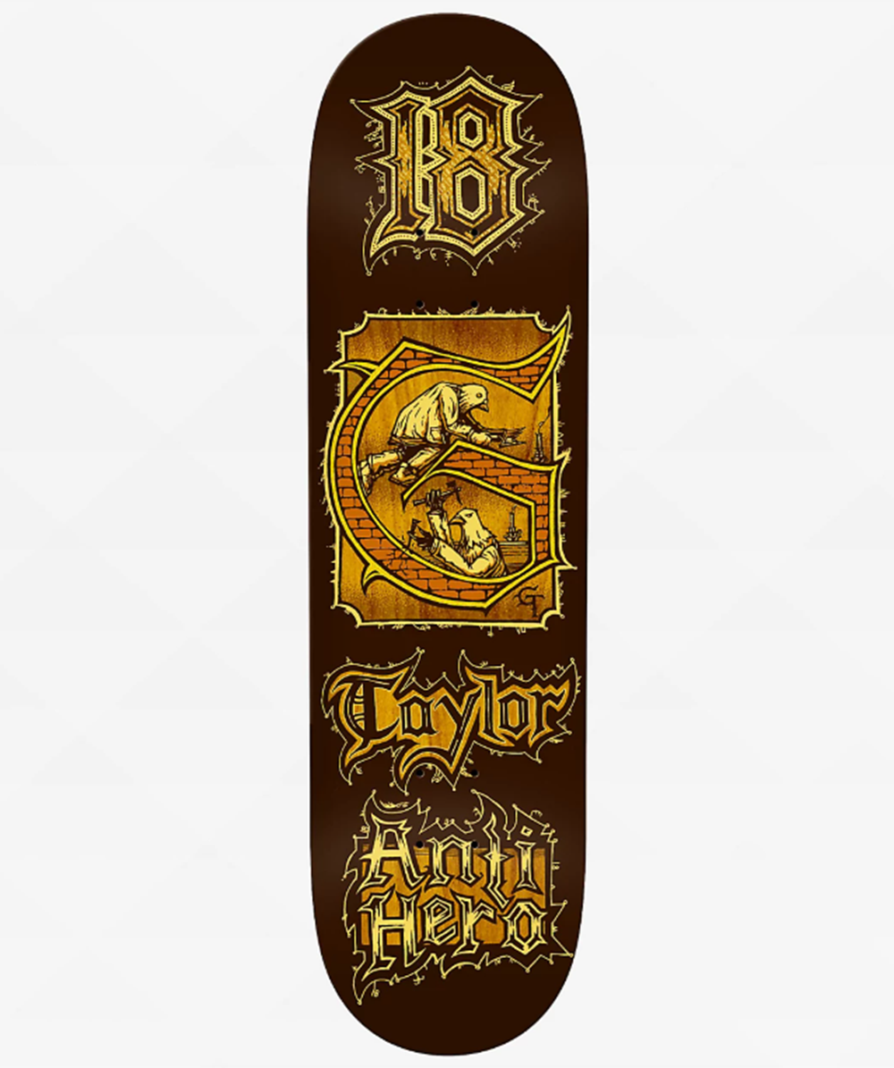 Anti Hero Grant Taylor Midieval Skateboard Deck Brown 8.38 wb14.5
