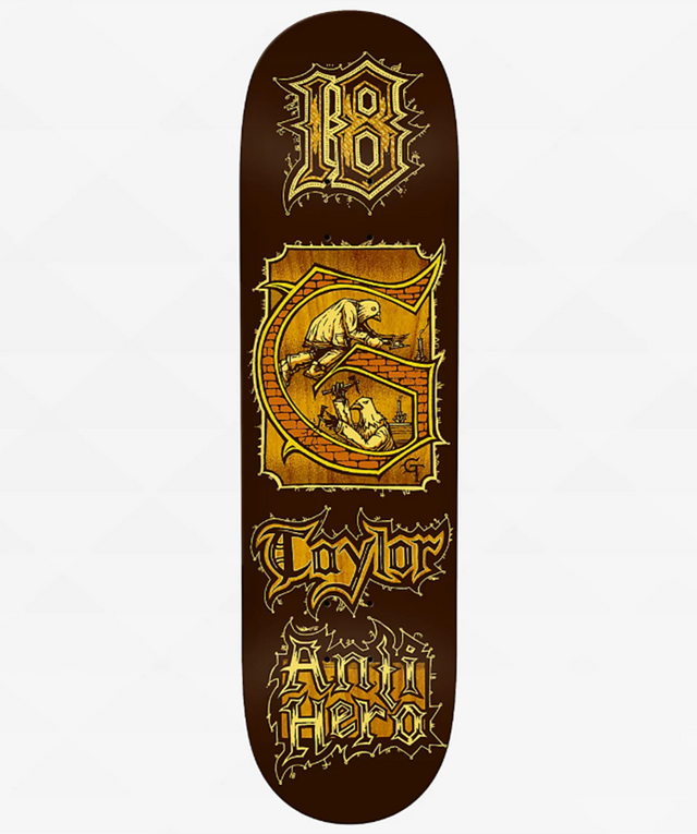 Anti Hero Grant Taylor Midieval Skateboard Deck Brown 8.38 wb14.5