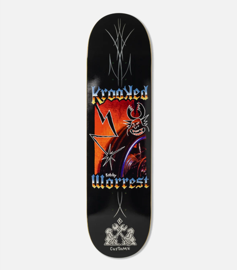 Krooked Worrest Charm Slik Twin Skateboard Deck Black 8.3 wb14.4