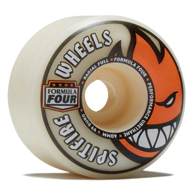 Spitfire F4 Radial Full Skateboard Wheels White Orange 58/99
