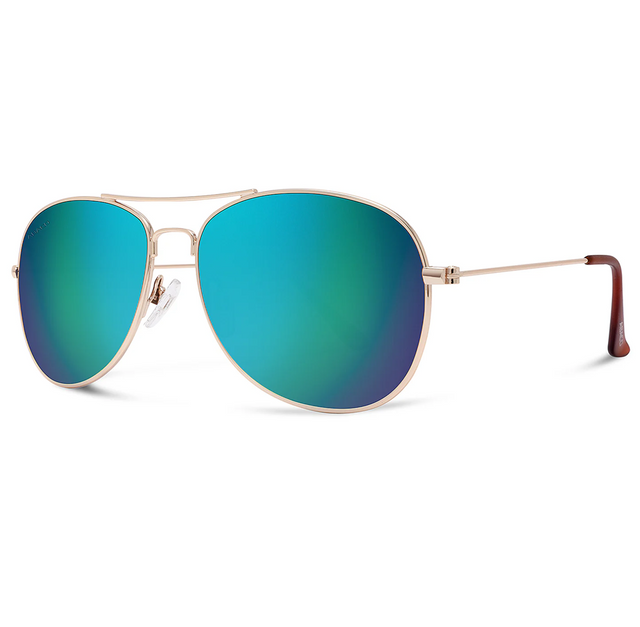Abaco Avery Polarized Sunglasses Gold Ocean Mirror