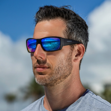 Abaco Crew Polarized Sunglasses Matte Black Deep Blue Mirror