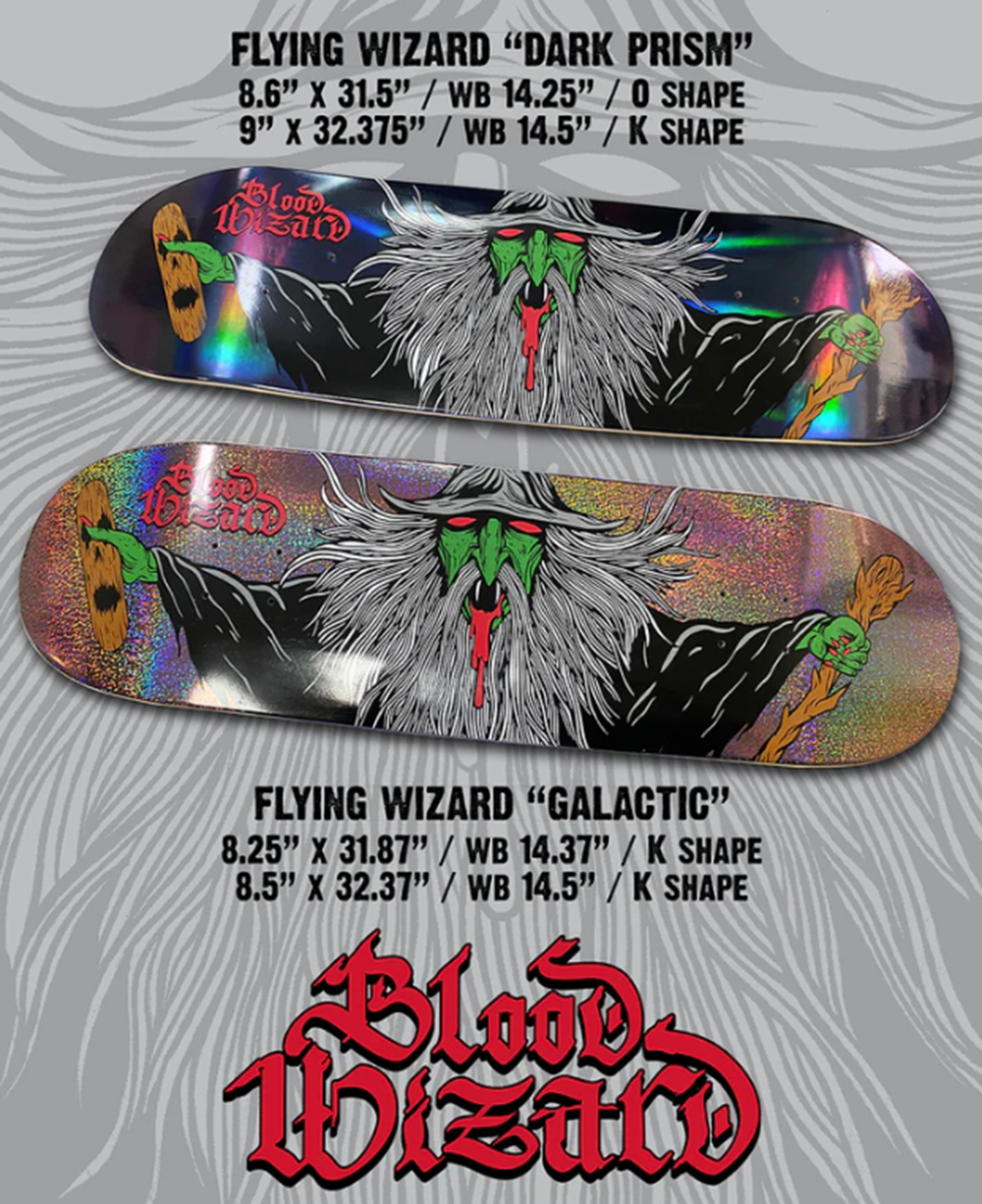 Blood Wizard Flying Wizard Galactic Skateboard Deck Holographic 8.25 WB 14.5