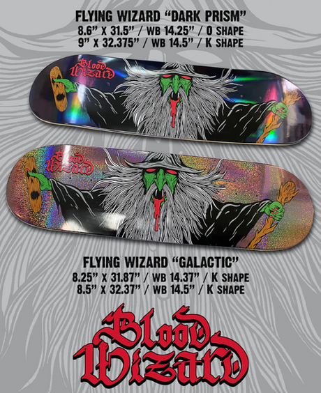 Blood Wizard Flying Wizard Galactic Skateboard Deck Holographic 8.25 WB 14.5