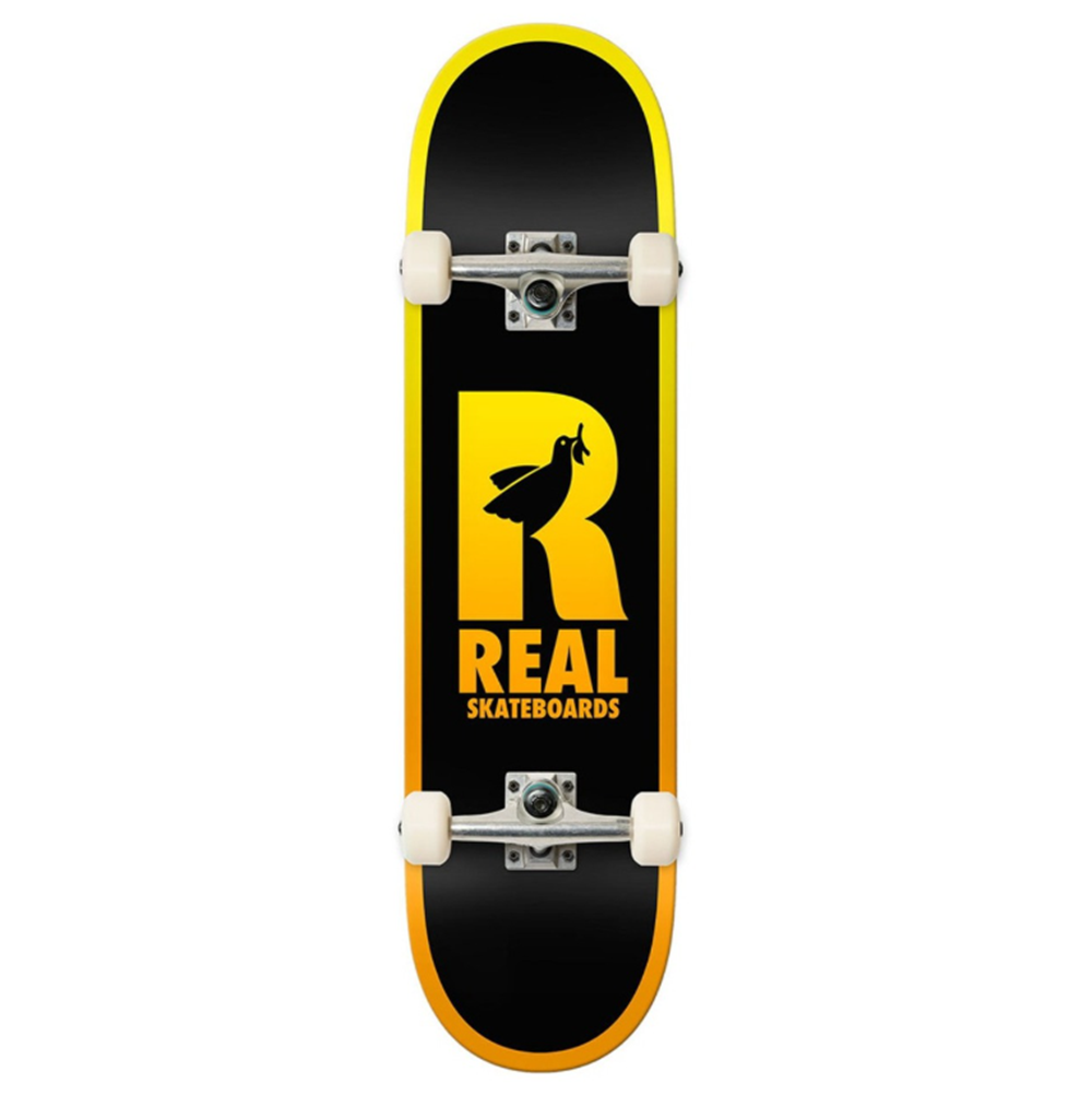 Real Be Free Skateboard Complete Black Yellow 8.06