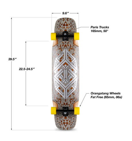 Loaded Tesseract II Chroma Skateboard Complete Natural Silver 9.6x39.5"